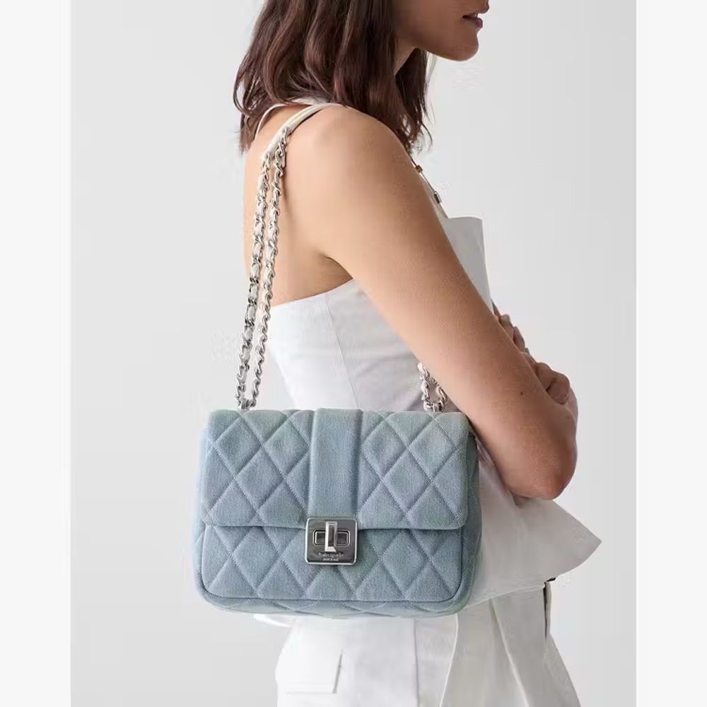 Kate Spade Light Blue Denim Carey Quilted Crossbody/Shoulder Bag NWT